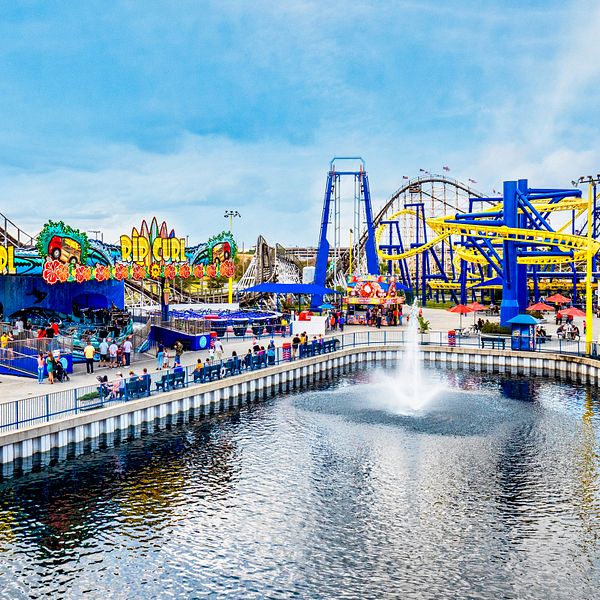 A view of the Rip Curl and other rides at Fun Spot Orlando