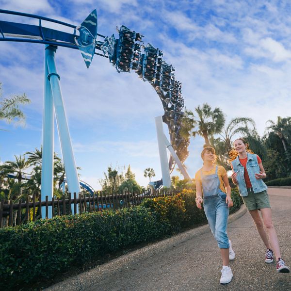 Guests walking near Manta at SeaWorld Orlando