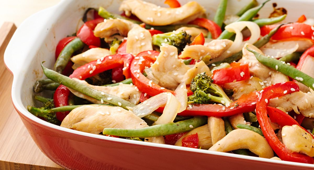 Sticky Sesame Chicken With Asian Veggie Stir-Fry
