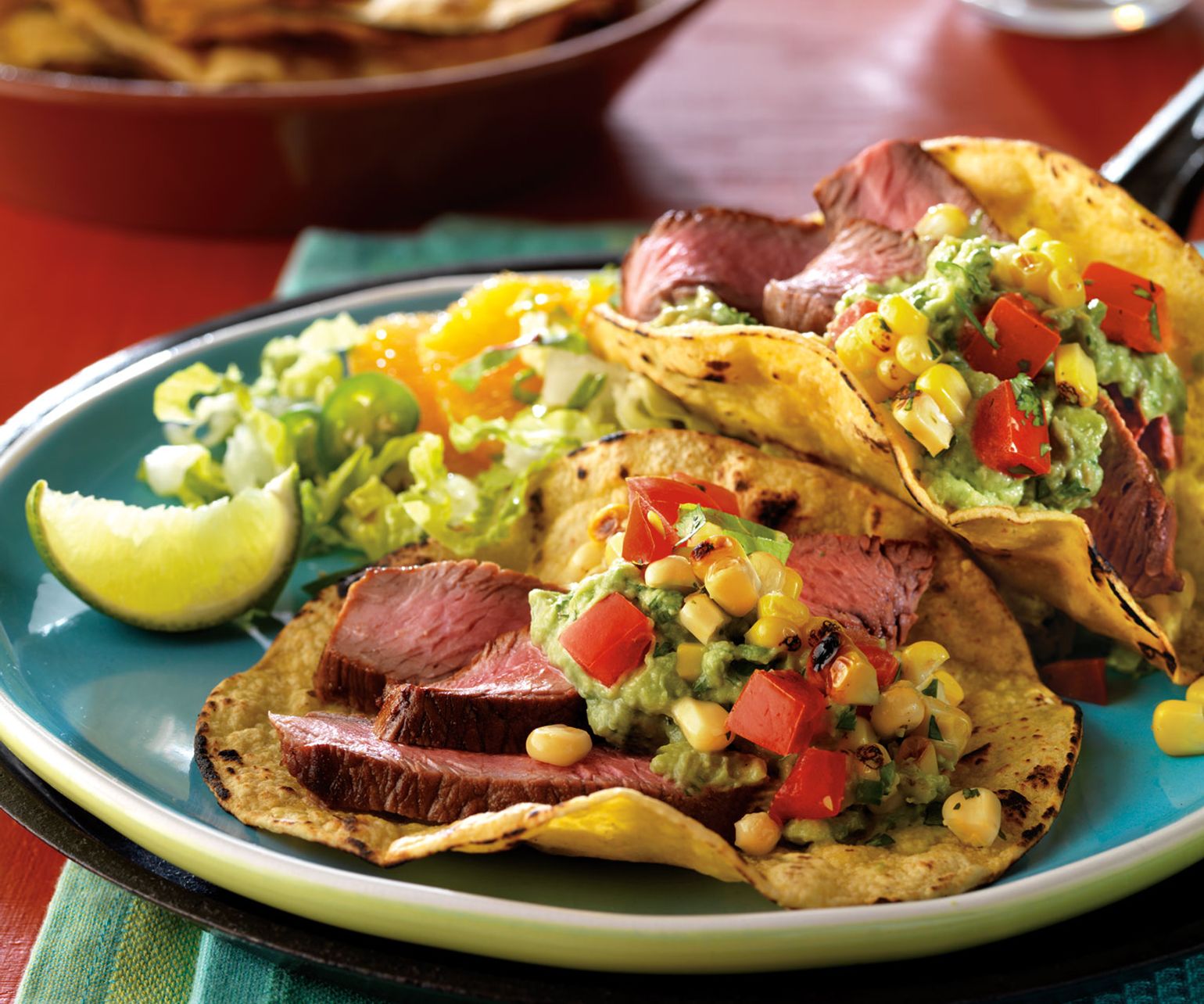 Cumin-Rubbed Steak Tacos with Spicy Grilled Corn Salsa