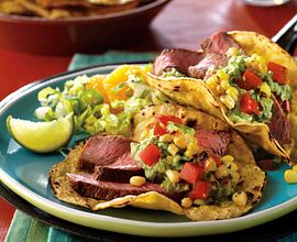 Cumin-Rubbed Steak Tacos with Spicy Grilled Corn Salsa