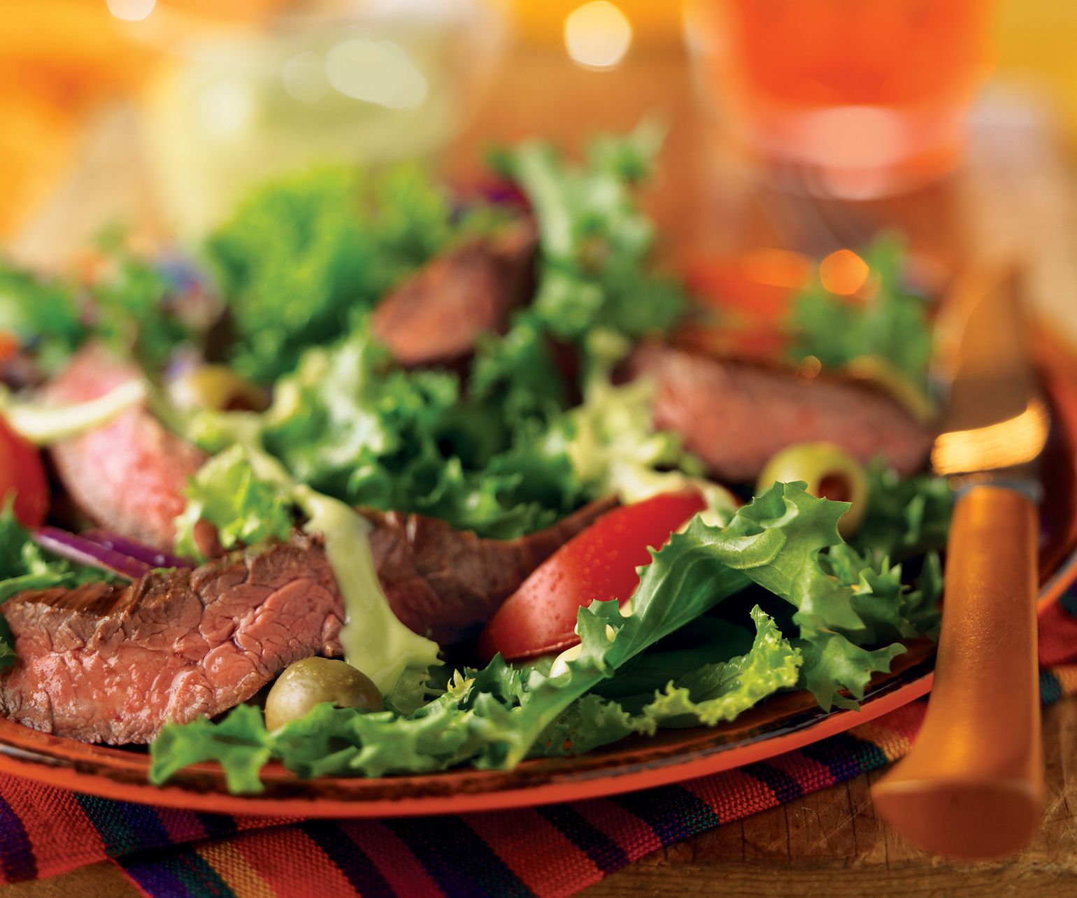 Grilled Skirt Steak Salad with Creamy Avocado Dressing