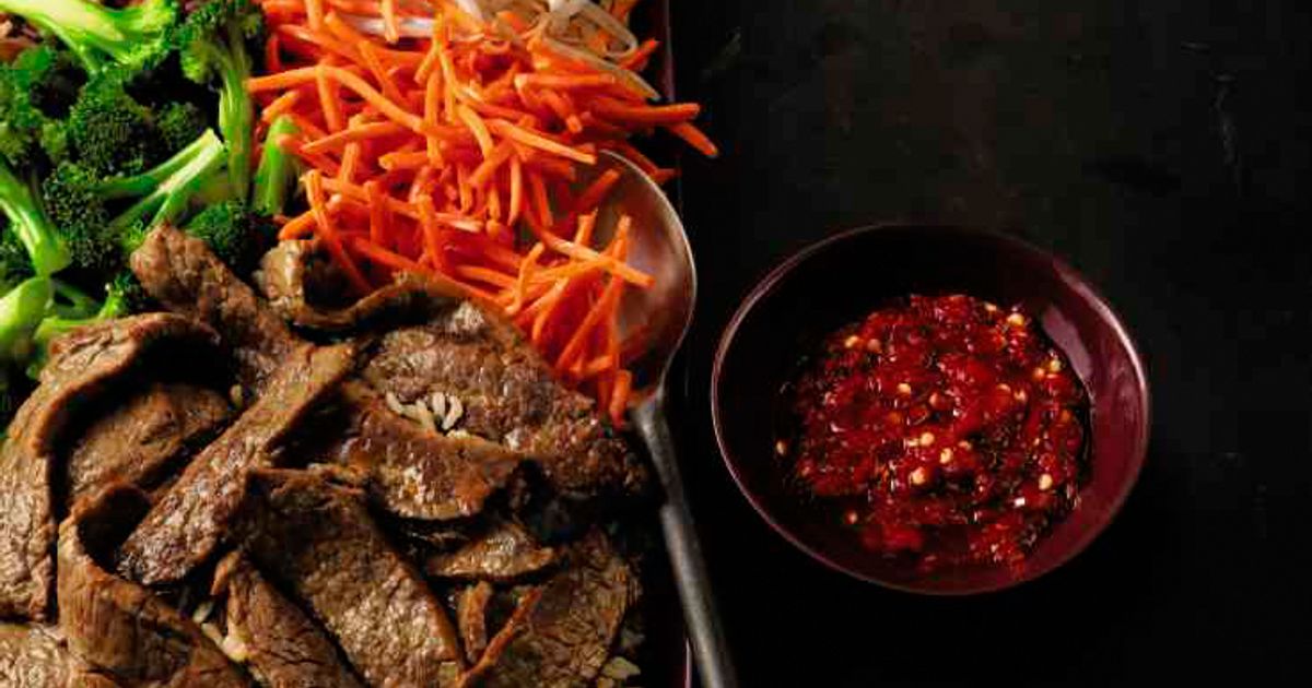 Bibimbap-Style Korean-Marinated Flank Steak | Beef Loving Texans | Beef Loving Texans is your one-st