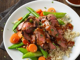 Grilled Top Round Steak with Plum Ginger Barbecue Sauce