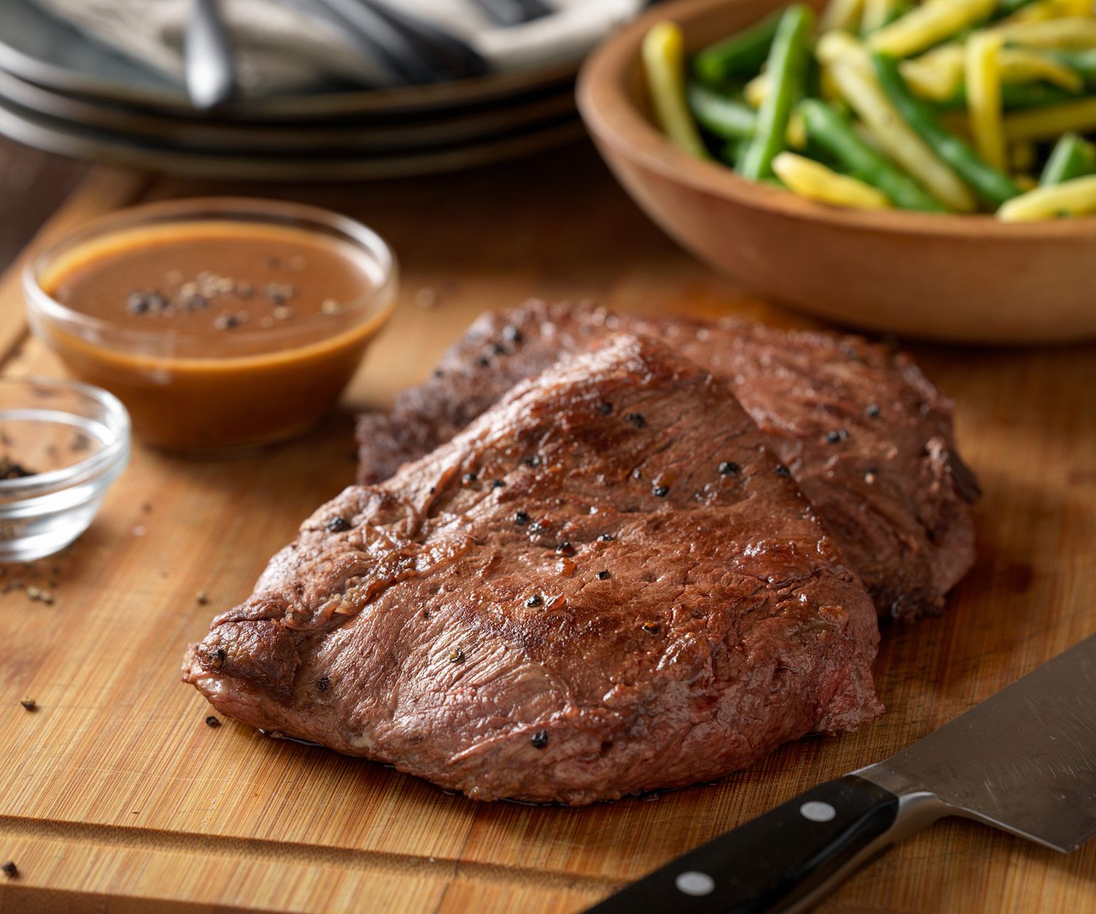 Beef Flat Iron Steak with Balsamic Pepper Sauce