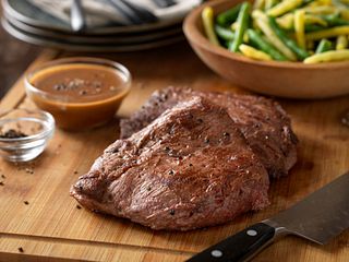 Flat Iron Steaks with Balsamic Pepper Sauce