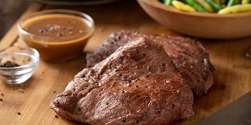 Flat Iron Steaks with Balsamic Pepper Sauce