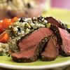 Grilled Flat Iron Steaks with Pistachio-Mushroom Rice