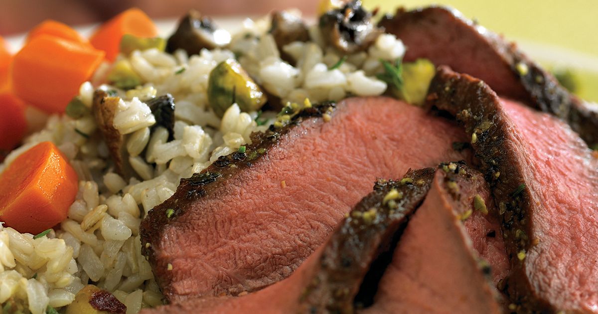 Grilled Flat Iron Steaks with PistachioMushroom Rice Beef Loving