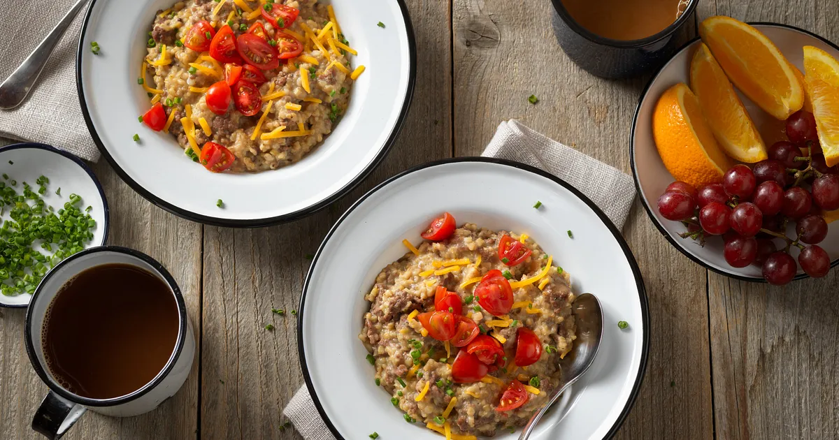Beef Sausage Savory Oats | Beef Loving Texans | Beef Loving Texans is your one-stop information center for beef recipes, cooking techniques and real life stories. Lean more about beef today. Brought to you by the Texas Beef Council.