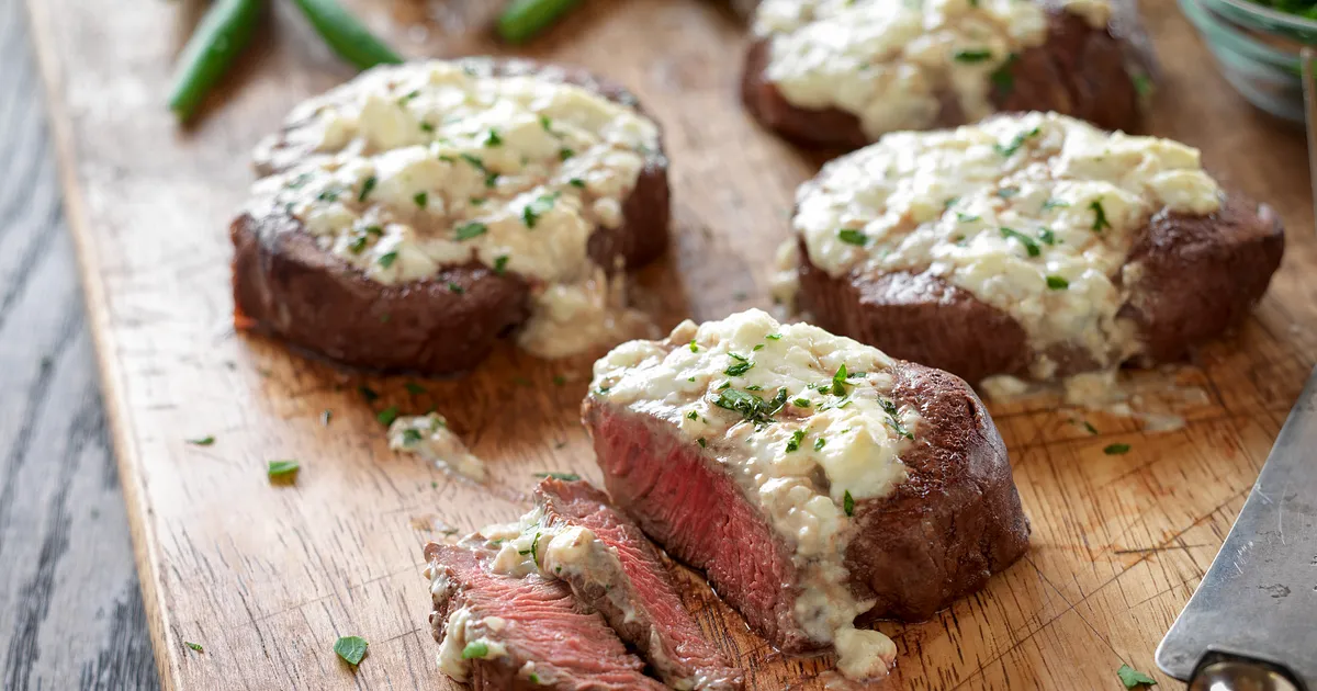 Beef Tenderloin Steaks with Blue Cheese Topping | Beef Loving Texans | Beef Loving Texans is your on