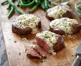 Beef Tenderloin Steaks with Blue Cheese Topping
