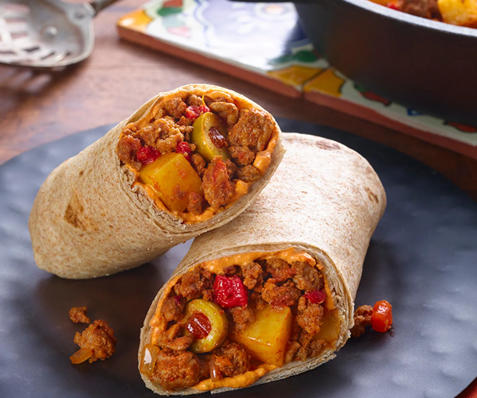 Simple Spanish Beef & Potato Wraps