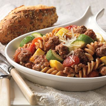 Ground Beef & Pasta Skillet Primavera