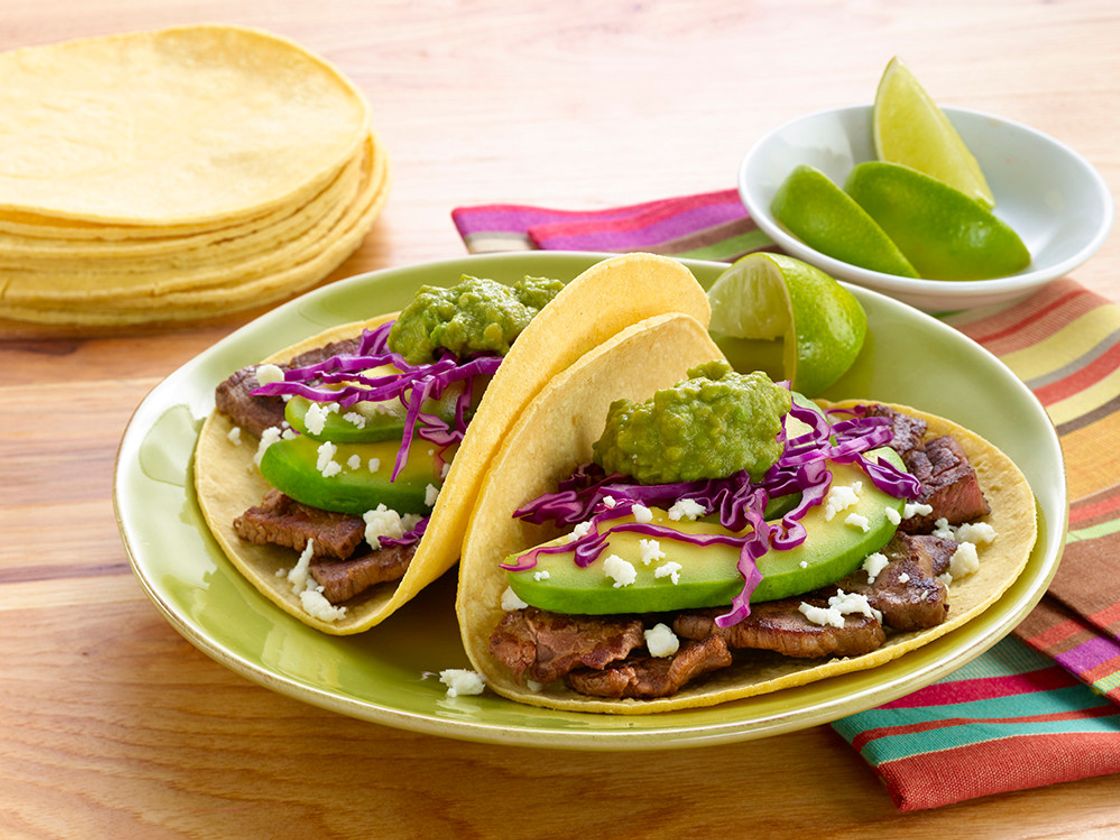 Beef Tacos with Pomegranate Guacamole