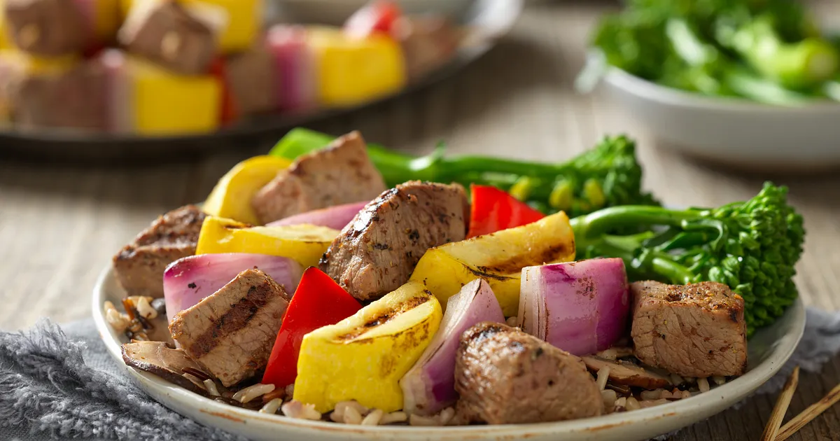 Dijon Steak Kabobs with Mushroom Wild Rice | Beef Loving Texans | Beef Loving Texans is your one-sto