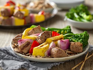 Steak and Vegetable Kabobs with Wild Rice