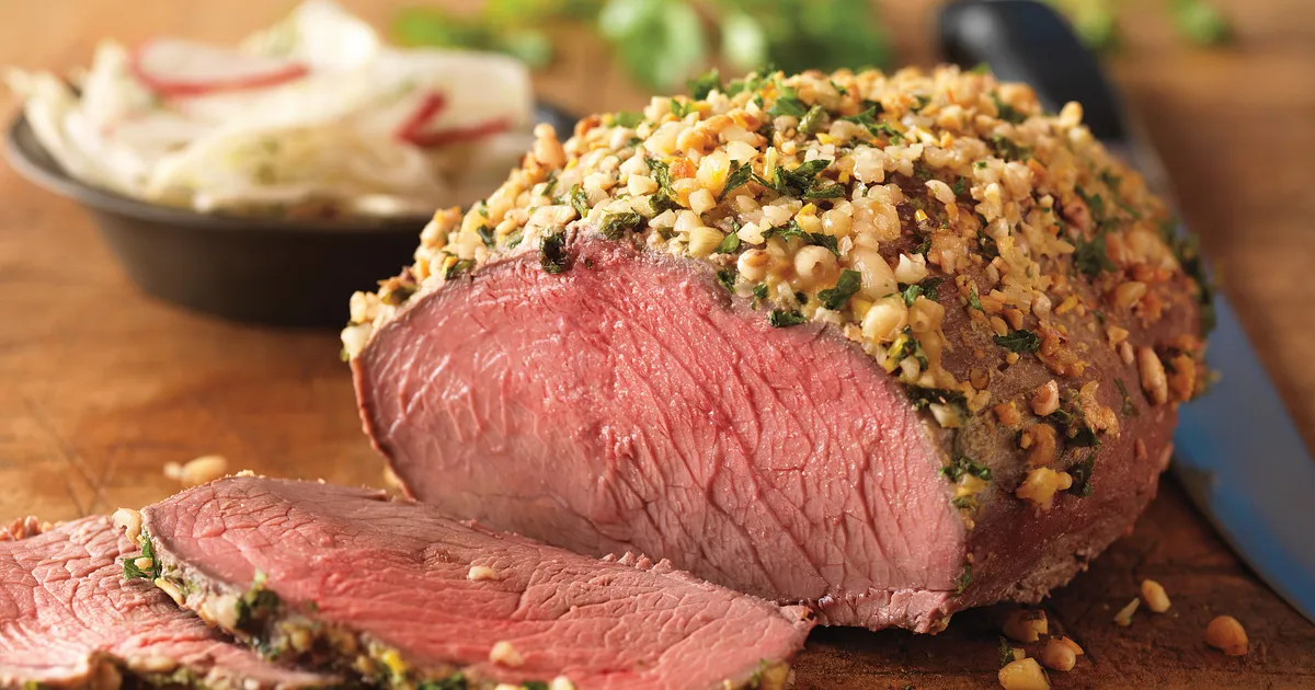Nut-Crusted Top Sirloin Roast with Fennel-Radish Salad | Beef Loving Texans | Beef Loving Texans is 