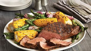 Lemon-Garlic Grilled Beef Tri-Tip Roast with Vegetables