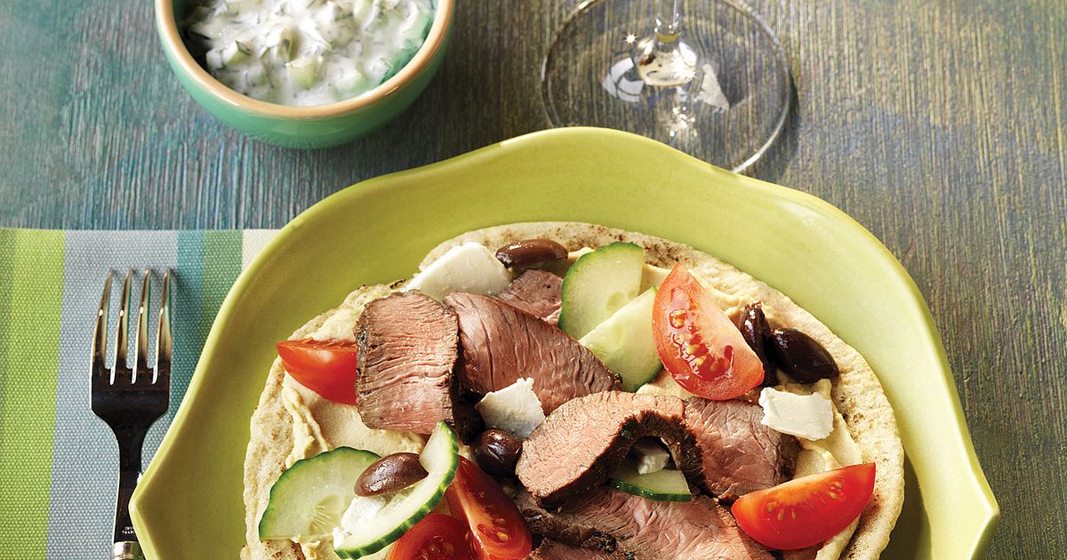 Mediterranean Beef Pitas with YogurtCucumber Sauce Beef Loving