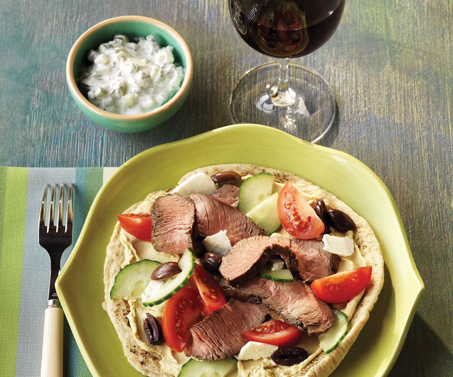 Mediterranean Beef  Pitas with Yogurt-Cucumber Sauce