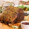 Pistachio-Crusted Beef Rib Roast with Holiday Wine Sauce