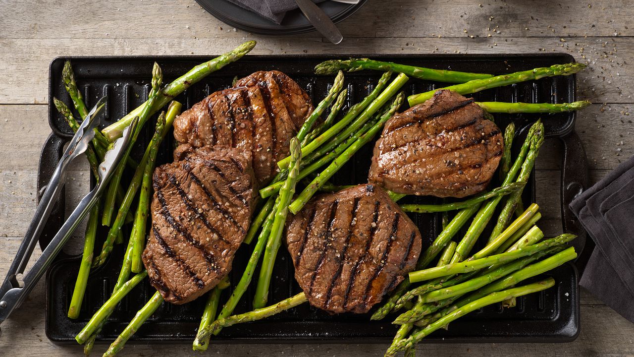 Balsamic Marinated Beef Top Sirloin Steak &amp; Asparagus