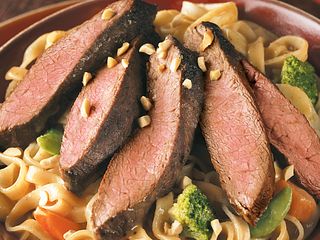 Flat Iron Steaks with Peanut Sauce