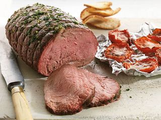 Top Sirloin Petite Roast with Parmesan Roasted Tomatoes