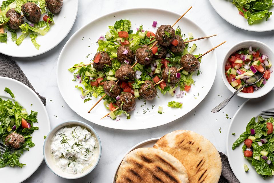 Mediterranean Beef Meatball Kabob