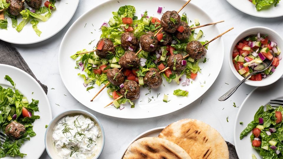 Mediterranean Beef Meatball Kabob