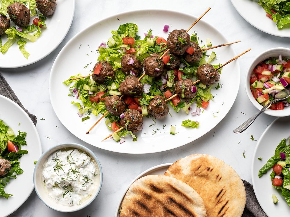 Mediterranean Beef Meatball Kabob