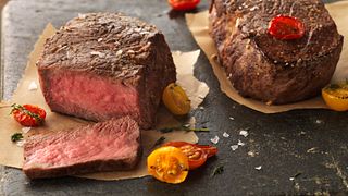 Lemon-Pepper Seasoned Ribeye Fillets with Roasted Tomatoes