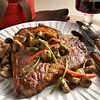 T-Bone Steak with Parmesan-Dusted Mushrooms