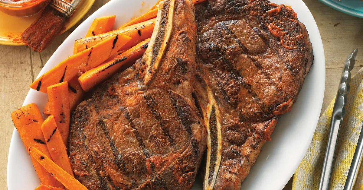 Spicy Ribeye Steaks with Ginger-Orange Grilled Carrots | Beef Loving Texans | Beef Loving Texans is 