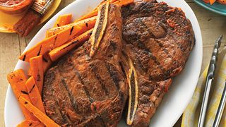 Spicy Ribeyes with Ginger-Orange Grilled Carrots
