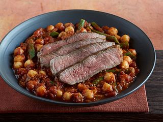 Grilled Strip Steak with Moroccan Stew