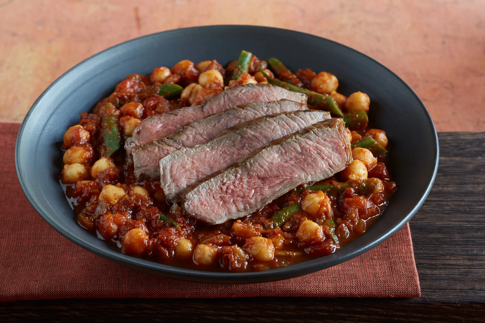 Grilled Strip Steak with Moroccan Stew