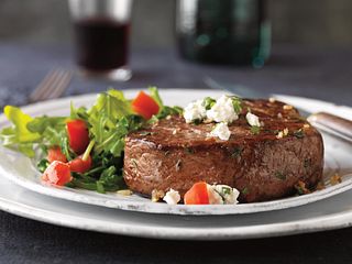Herbed Tenderloin Steaks with Garlic Cheese Topping