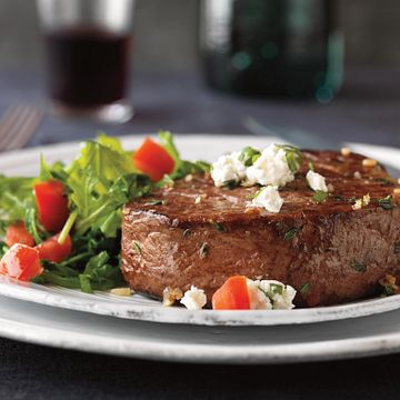 Herbed Tenderloin Steaks with Garlic Cheese Topping