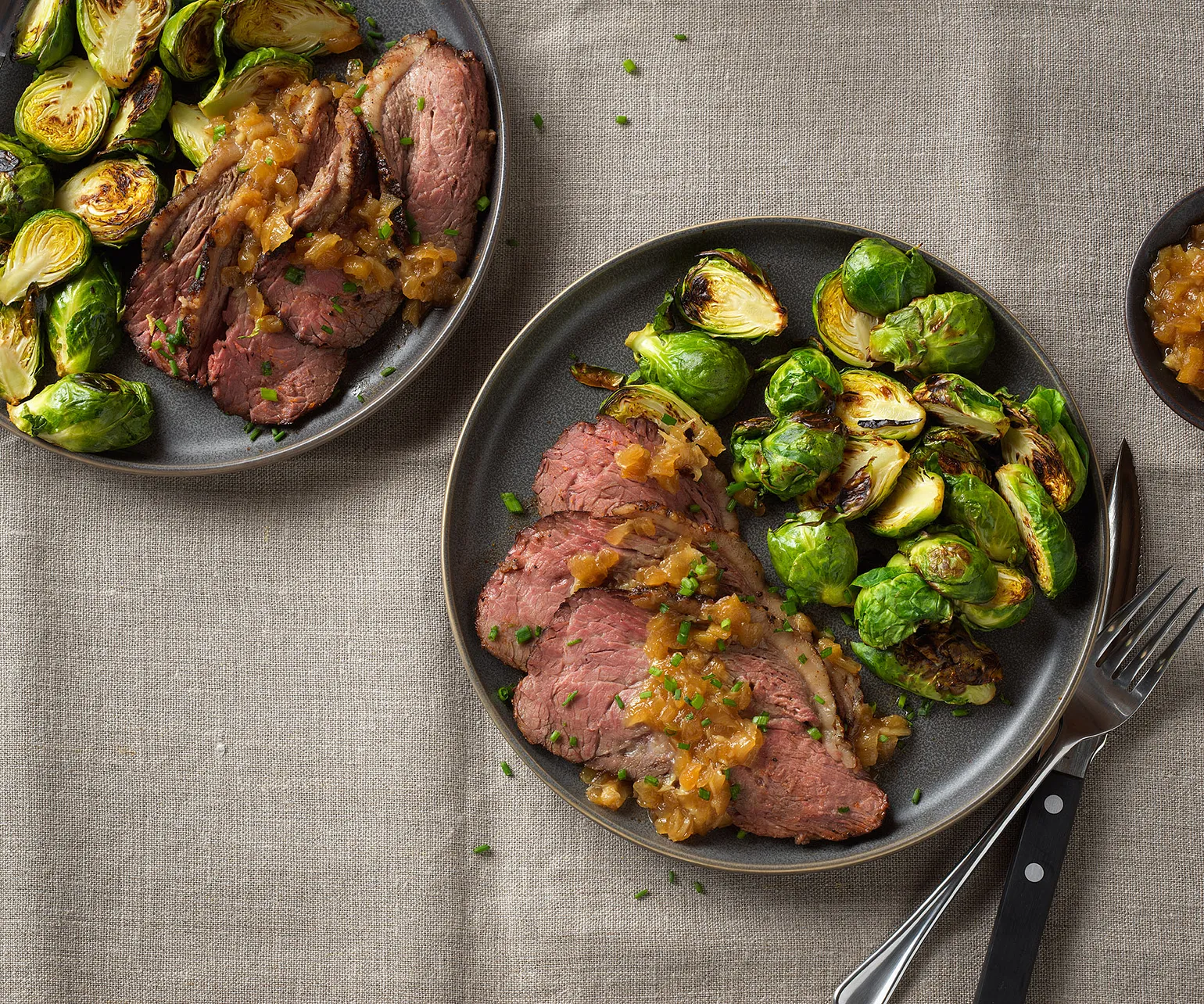 Red Eye-Rubbed Beef Roast with Roasted Garlic and Caramelized Onion Jam