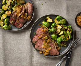 Red Eye-Rubbed Beef Roast with Roasted Garlic and Caramelized Onion Jam