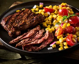 Cowboy Marinated Skirt Steak with Corn Salad