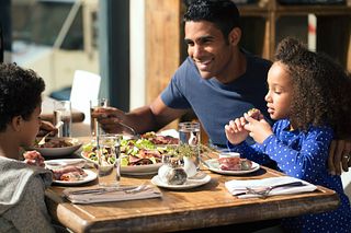 Family eating meal