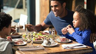 Family eating meal