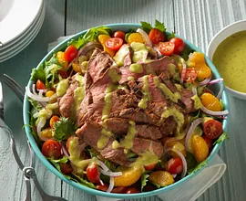 Grilled Spicy Steak Salad with Guacamole Salsa