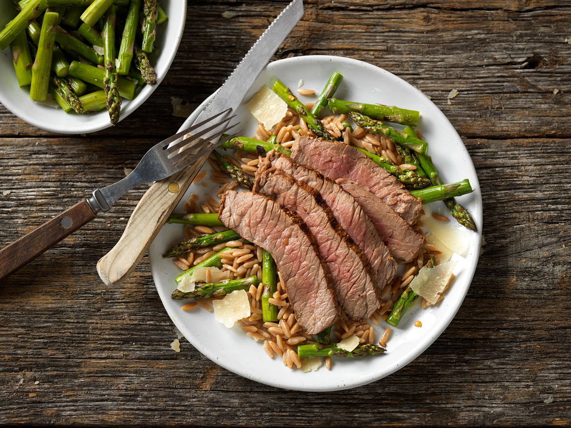 Grilled Top Round Steak With Parmesan Asparagus