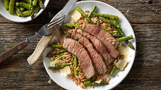 Grilled Top Round Steak with Parmesan Asparagus