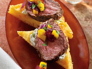 Ancho Chile Beef on Cornbread "Crostini"