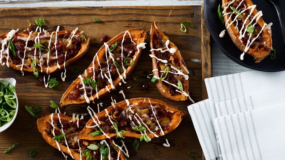 Beef Jerky Baked Potato Skins
